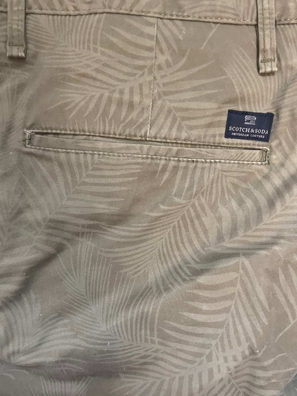 Scotch & Soda Olive Green Palm-Print Shorts - Picture 3 of 3